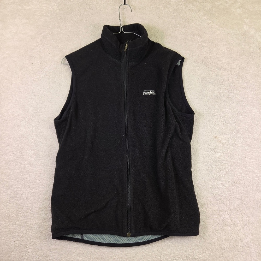 Patagonia Mens Synchilla Fleece Vest Black Full Zip Back Pocket Large